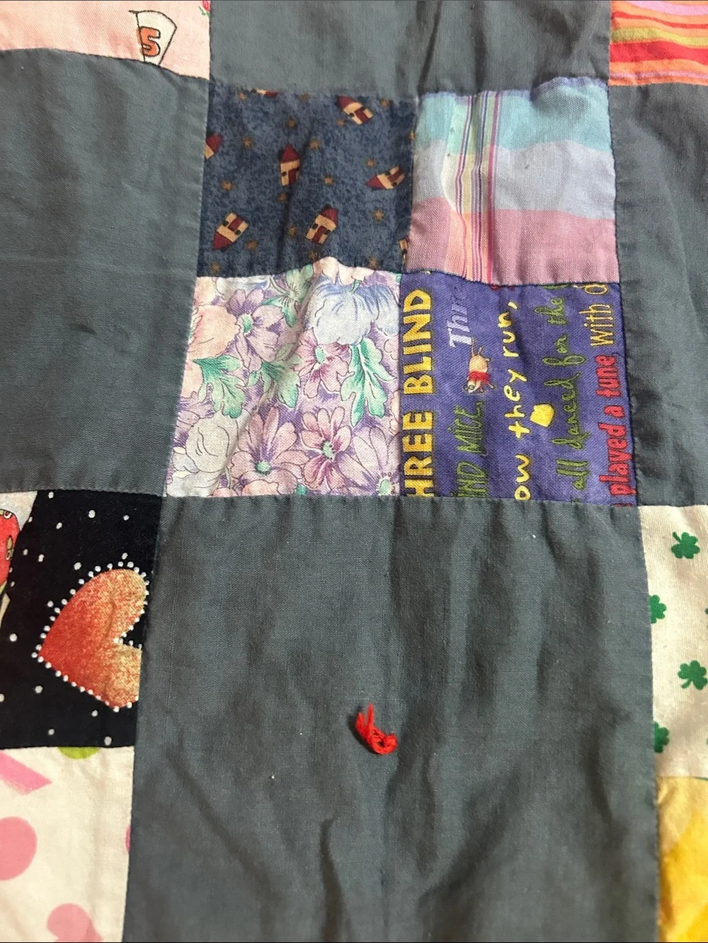Handmade Patchwork Quilt - Multicolor and Gray 39x46 1/2 inch
